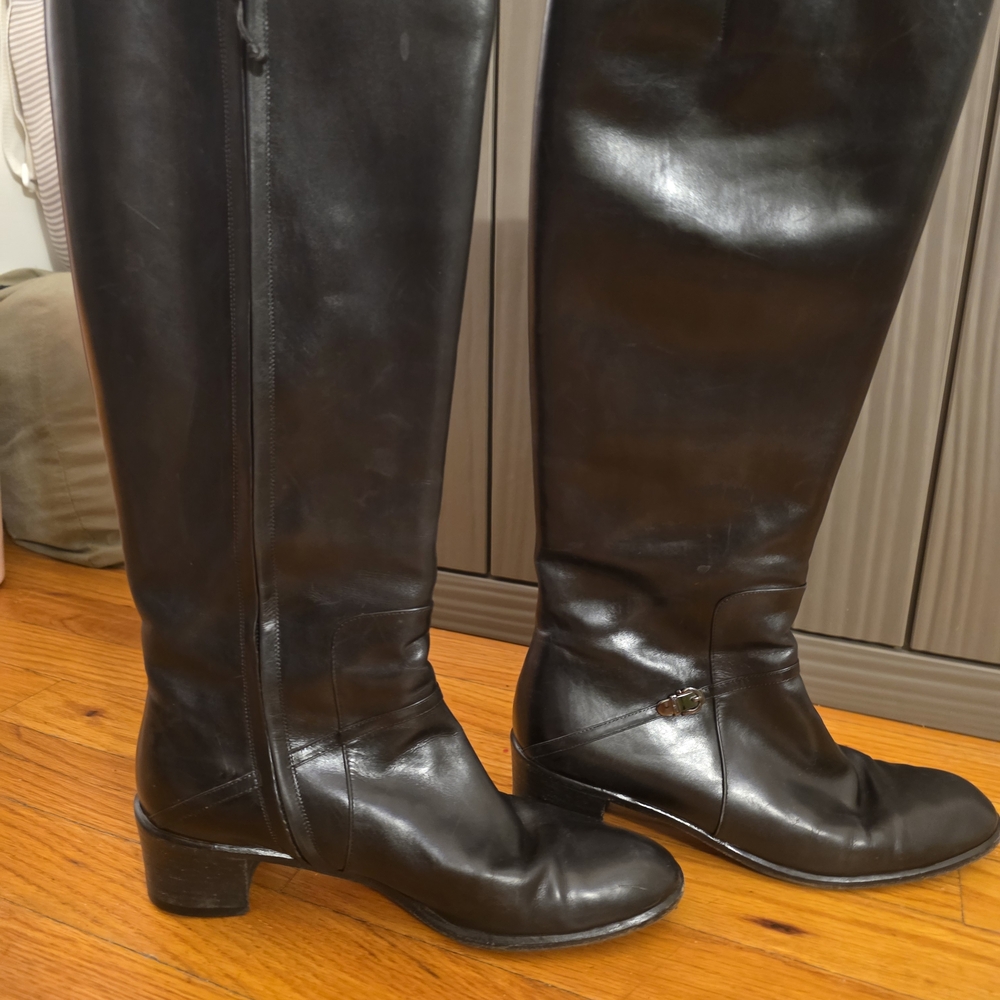 Salvatore Ferragamo Black Over the Knee Boots - Picture 2 of 6